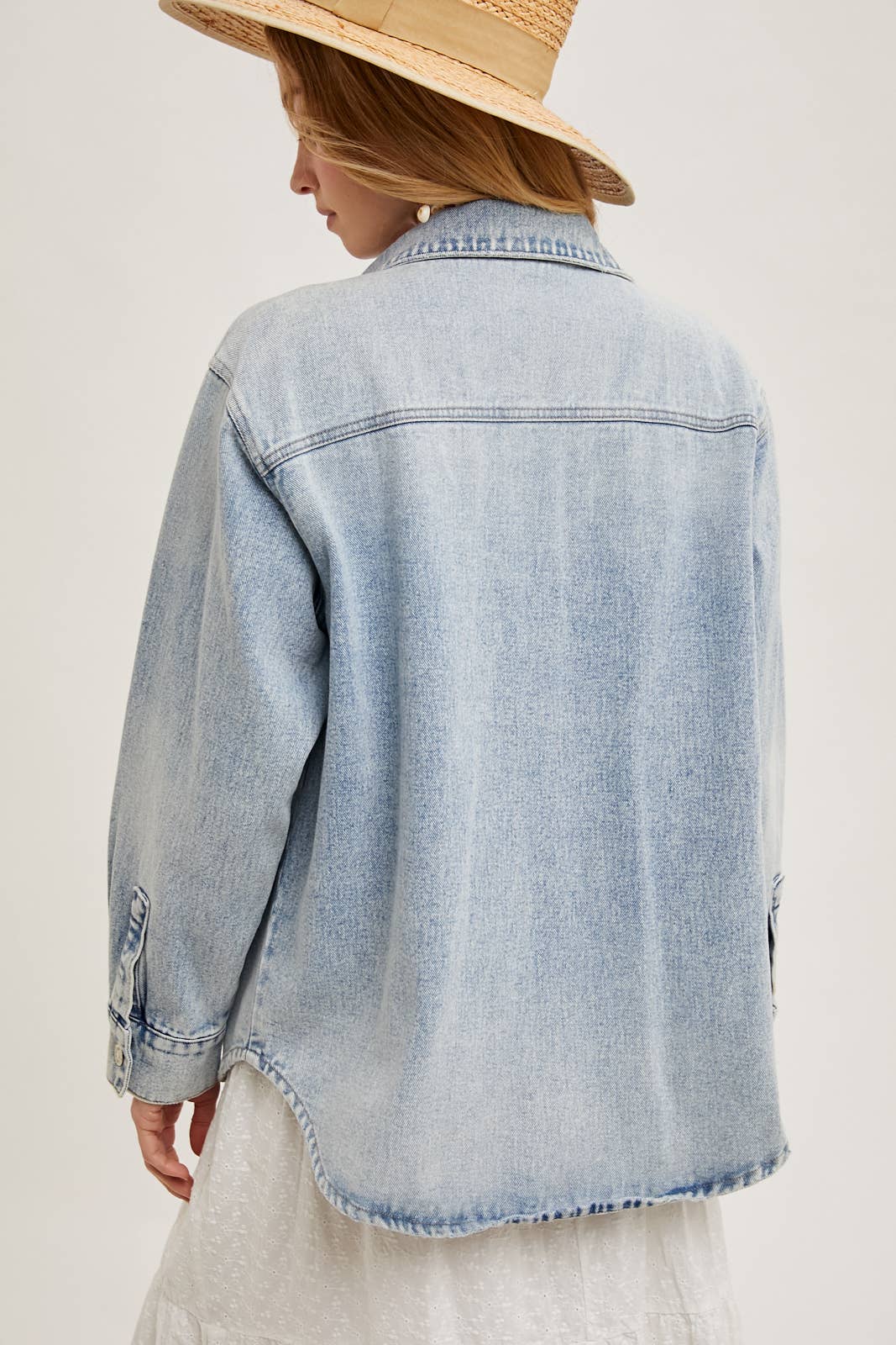 WASHED DENIM BUTTON DOWN SHIRT JACKET