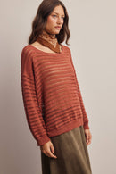 Open-Knit Stripe Sweater Top FSW0056