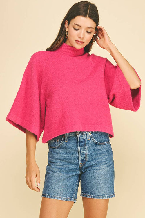 Wide Sleeve Mock Neck Sweater