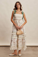 Floral Smocked Tiered Maxi Dress LD1636