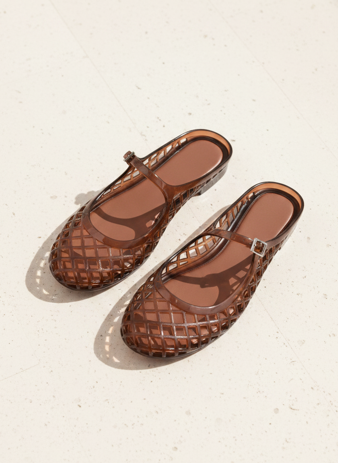 Nemo Jelly Mary Jane Flats – Brown