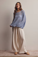 Open-Knit Stripe Sweater Top FSW0056