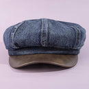 Denim Newsboy Cabbie Cap With Contrast Brim