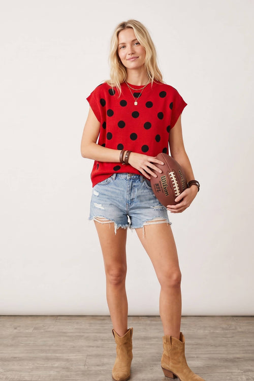 Gameday Polka Dot Sleeveless Knit Top