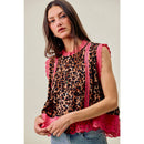 Leopard Pleated Sleeveless Blouse