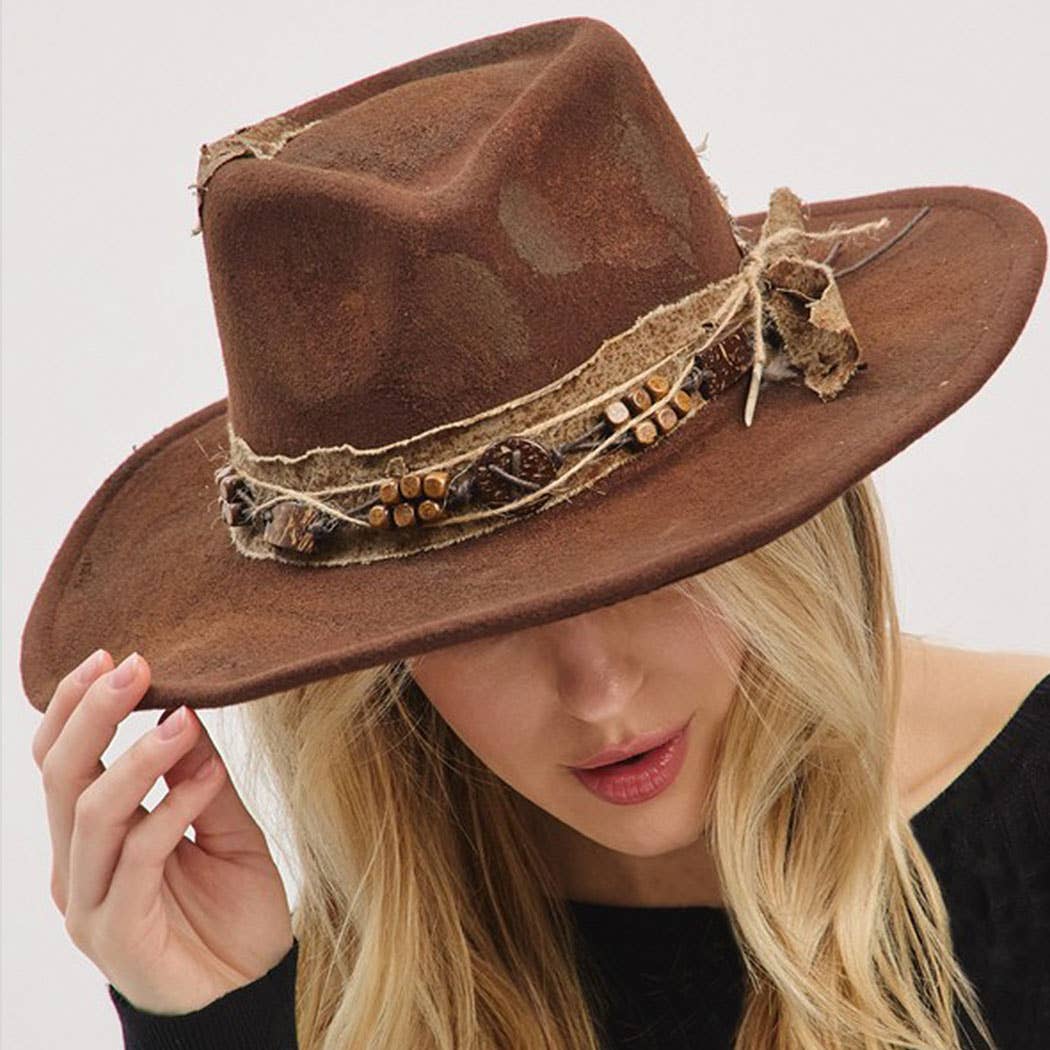 Shapeable Cowgirl Hat with Feather – Brown