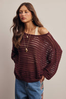 Open-Knit Stripe Sweater Top FSW0056