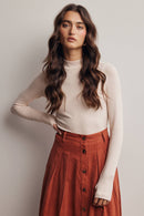Stretch Ribbed Mock Neck Top FT0063
