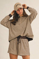 Soft Brushed Pin Stripe Knit Pullover N Shorts