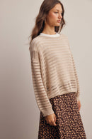 Open-Knit Stripe Sweater Top FSW0056