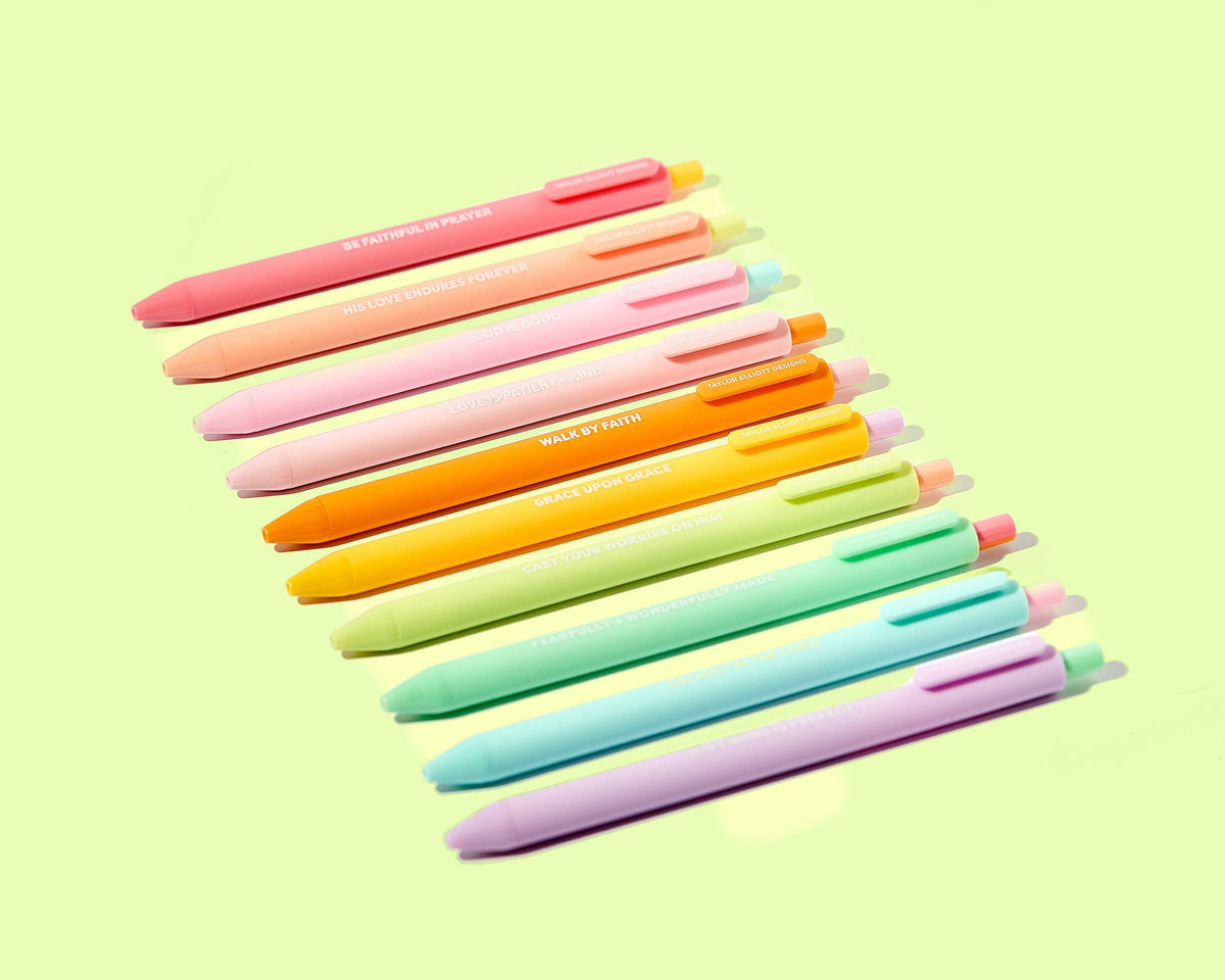 Gel Pen Set - Motivational - Faith - Asst Colors - 10 Pc Set