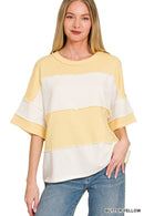 French Terry Color Block Exposed Seam Top - Zenana