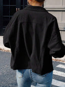 Solid Corduroy Jacket Casual Oversized Button Front