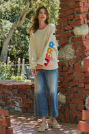 Rainbow Graphic Lettering Oversized Knit Sweater
