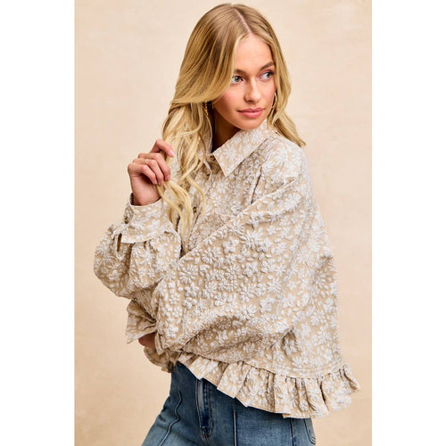 Floral Ruffled Hem Shirt Top