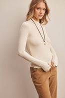 Stretch Ribbed Mock Neck Top FT0063