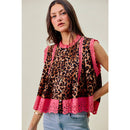 Leopard Pleated Sleeveless Blouse
