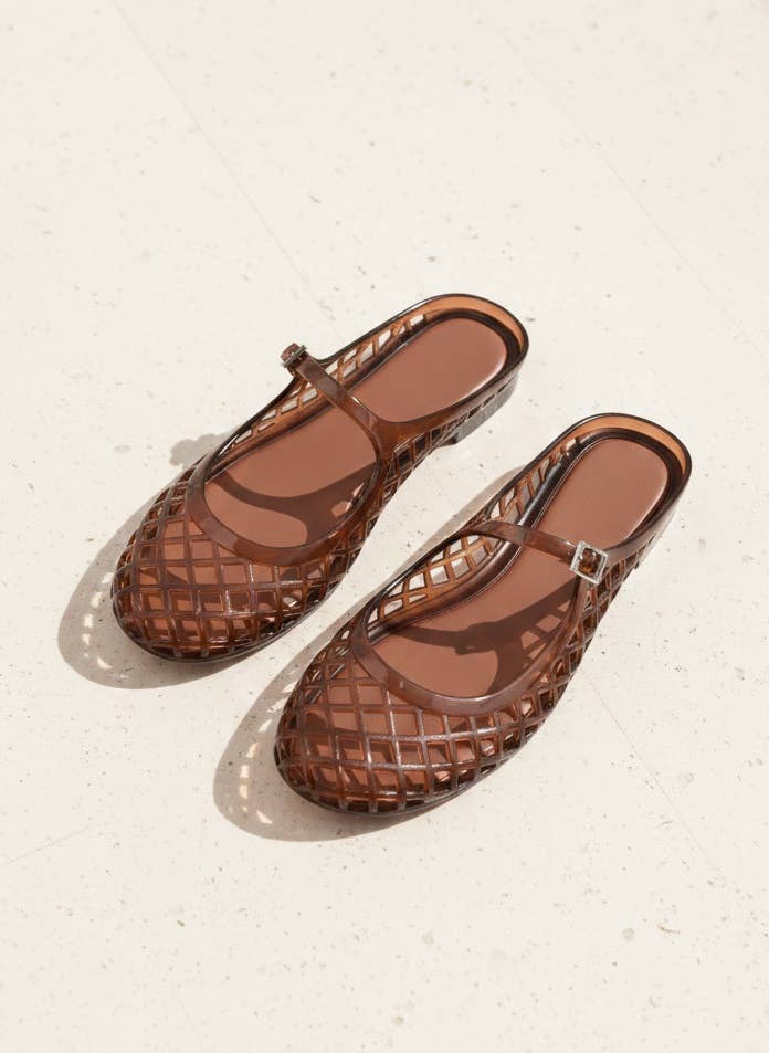 NEMO Jelly Mary Jane Flats Woven Lattice Mesh Shoes