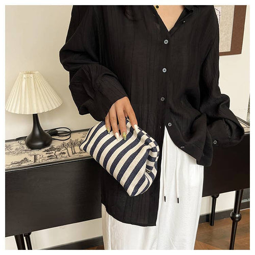 Clutch Purse for Women Summer Beach Striped Dumpling Bag