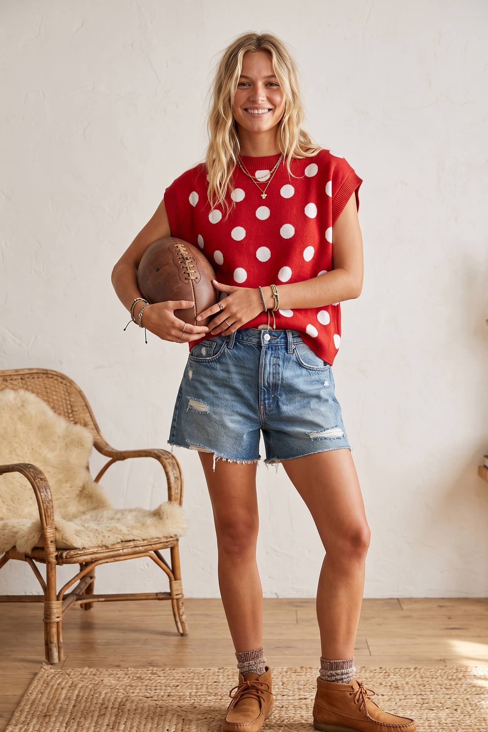 Gameday Polka Dot Sleeveless Knit Top