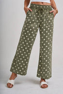 Polka Dot Drawstring Wide Leg Pants