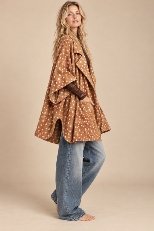 Fawn Print Oversized Kimono Cardigan