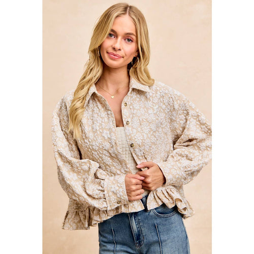 Floral Ruffled Hem Shirt Top
