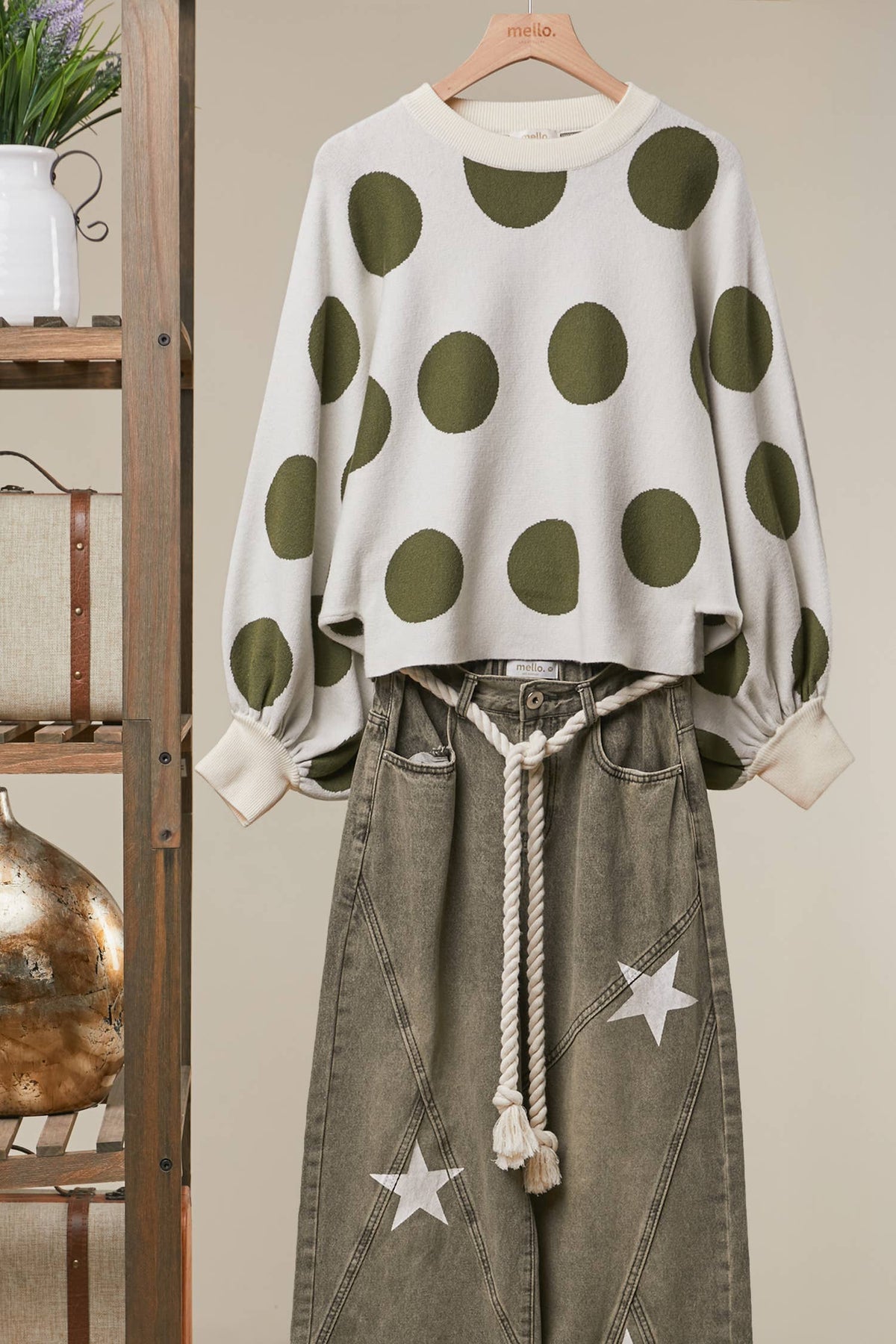 Oversized Polka Dot Knit Sweater