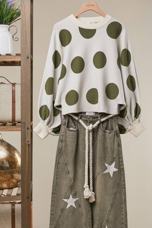 Oversized Polka Dot Knit Sweater