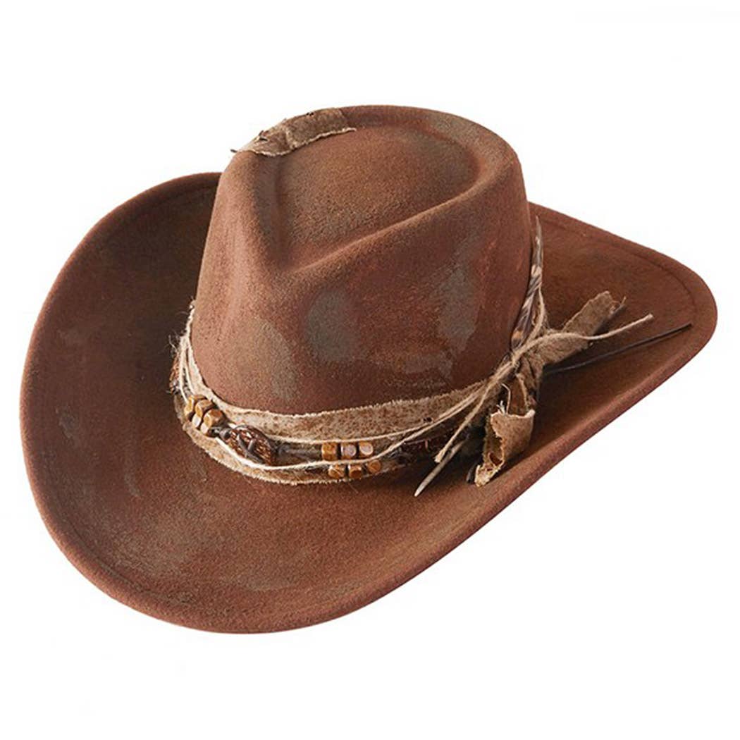 Shapeable Cowgirl Hat with Feather – Brown