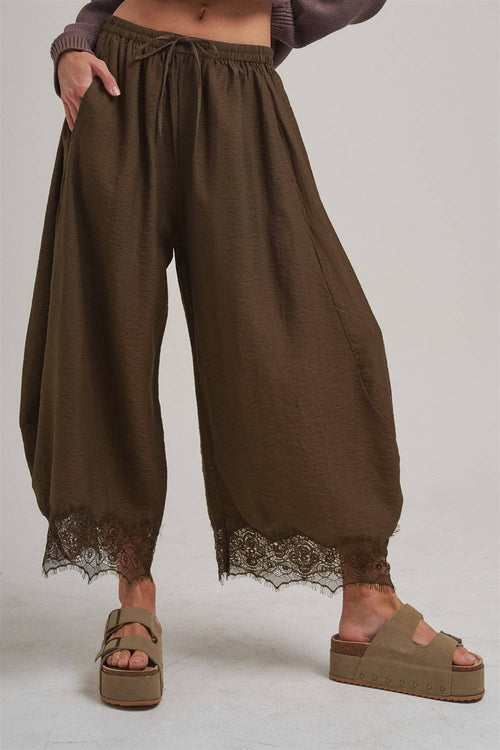 Lace Trim Balloon Leg Pants