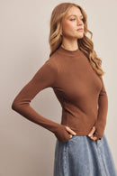 Stretch Ribbed Mock Neck Top FT0063