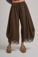 Lace Trim Balloon Leg Pants