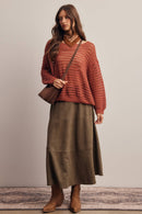 Open-Knit Stripe Sweater Top FSW0056