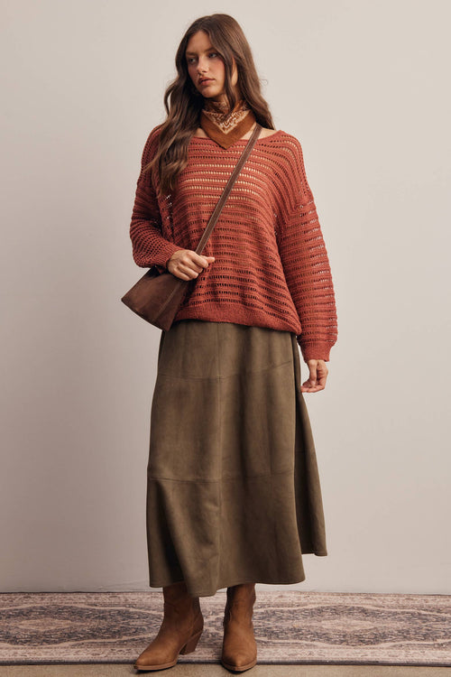 Open-Knit Stripe Sweater Top FSW0056