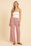 Railroad Stripe Wide Leg Pants – Red & Green