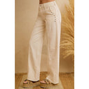 Grommet Detail High Waist Wide Leg Pants