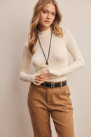 Stretch Ribbed Mock Neck Top FT0063