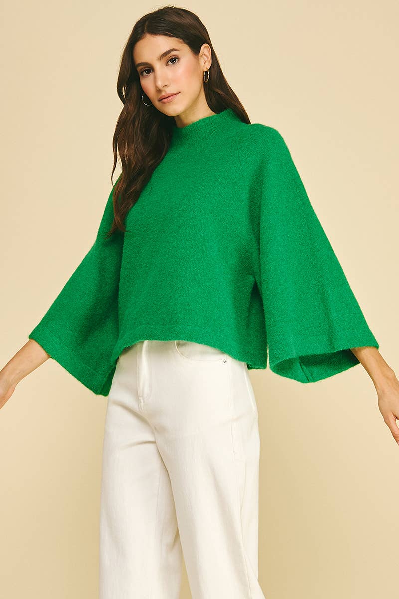 Wide Sleeve Mock Neck Sweater