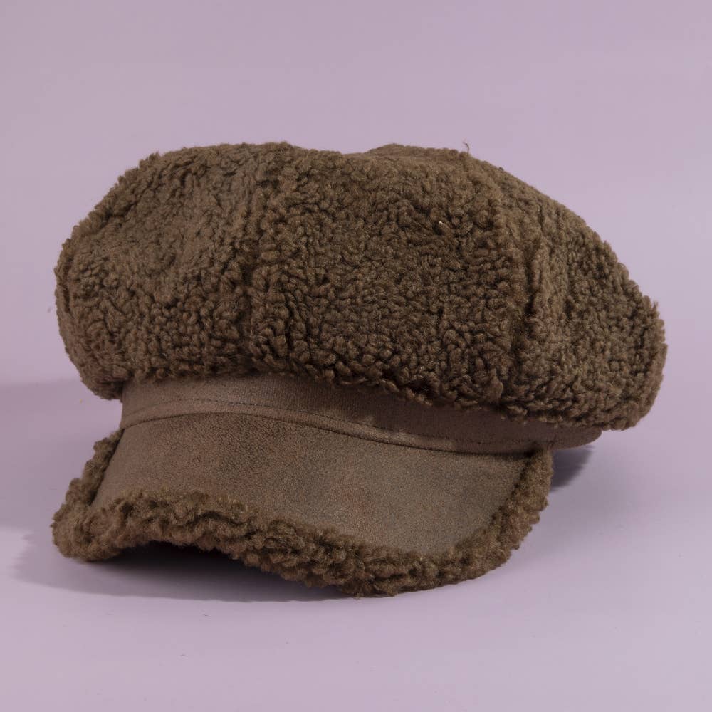 Sherpa Fleece Baker Boy Cap