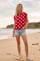 Gameday Polka Dot Sleeveless Knit Top