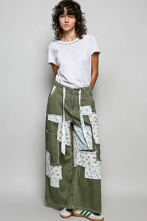 Patchwork Straight Leg Denim