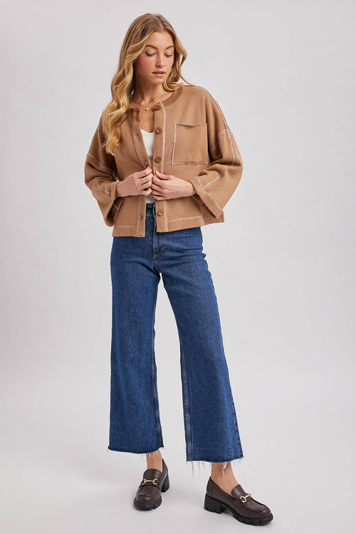 BUTTON DOWN BOXY KNIT CARDIGAN