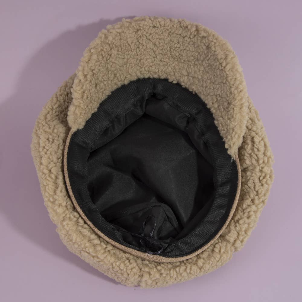 Sherpa Fleece Baker Boy Cap