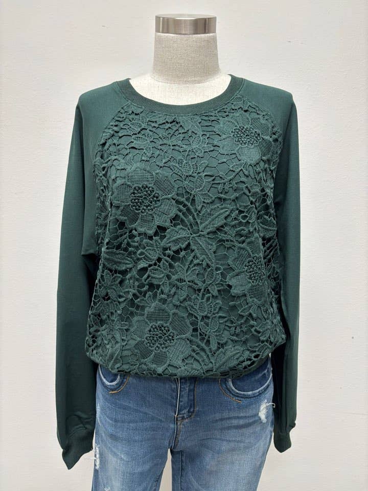 French terry flower patch pullover 8045