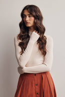 Stretch Ribbed Mock Neck Top FT0063