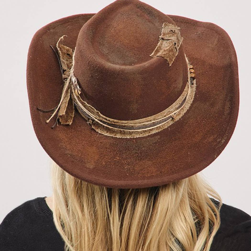 Shapeable Cowgirl Hat with Feather – Brown