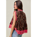 Leopard Pleated Sleeveless Blouse