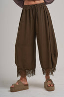 Lace Trim Balloon Leg Pants