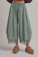 Lace Trim Balloon Leg Pants